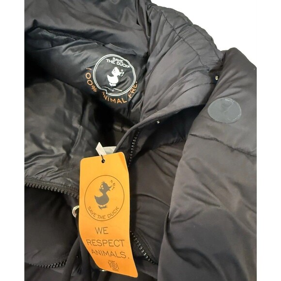 Save the Duck Petunia Black Puffer Jacket Drawstring Waist Women's 2/M NWT $448 - Picture 16 of 16